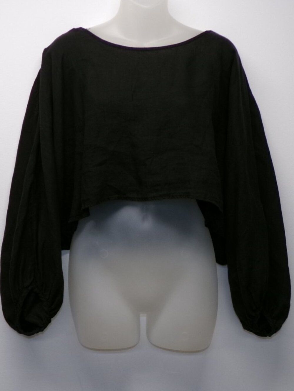 Match Point 100% Linen Crop Oversize Minimalist Lagenlook Boho Sustainable Top L